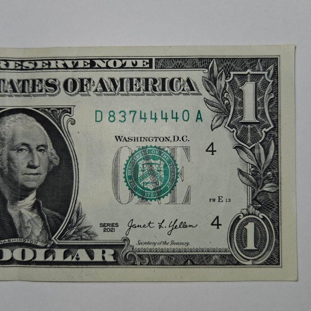 Quad Note 4 in-a-row One Dollar Bill D83744440 Fancy Serial Number (B220)